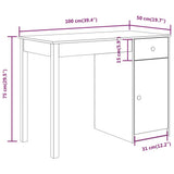 Desk 100x50x75 cm Solid Wood Pine - Extra Image