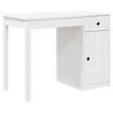 Desk White 100x50x75 cm Solid Wood Pine - Front View