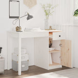 Desk White 100x50x75 cm Solid Wood Pine - Side View