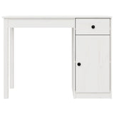 Desk White 100x50x75 cm Solid Wood Pine - Rear View