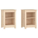 Bedside Cabinets 2 pcs 40x35x55 cm Solid Wood Pine - Front View