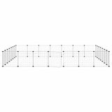 28-Panel Pet Cage with Door Black 35x35 cm Steel
