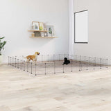 36-Panel Pet Cage with Door Black 35x35 cm Steel