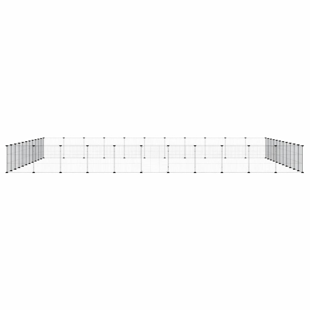 44-Panel Pet Cage with Door Black 35x35 cm Steel