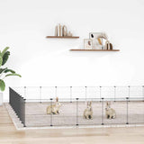 44-Panel Pet Cage with Door Black 35x35 cm Steel