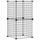 8-Panel Pet Cage Black 35x35 cm Steel - Front View
