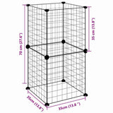 8-Panel Pet Cage Black 35x35 cm Steel - Low Angle