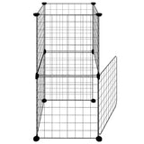 8-Panel Pet Cage with Door Black 35x35 cm Steel - Rear View