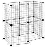 12-Panel Pet Cage with Door Black 35x35 cm Steel