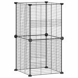 8-Panel Pet Cage Black 35x35 cm Steel - Front View