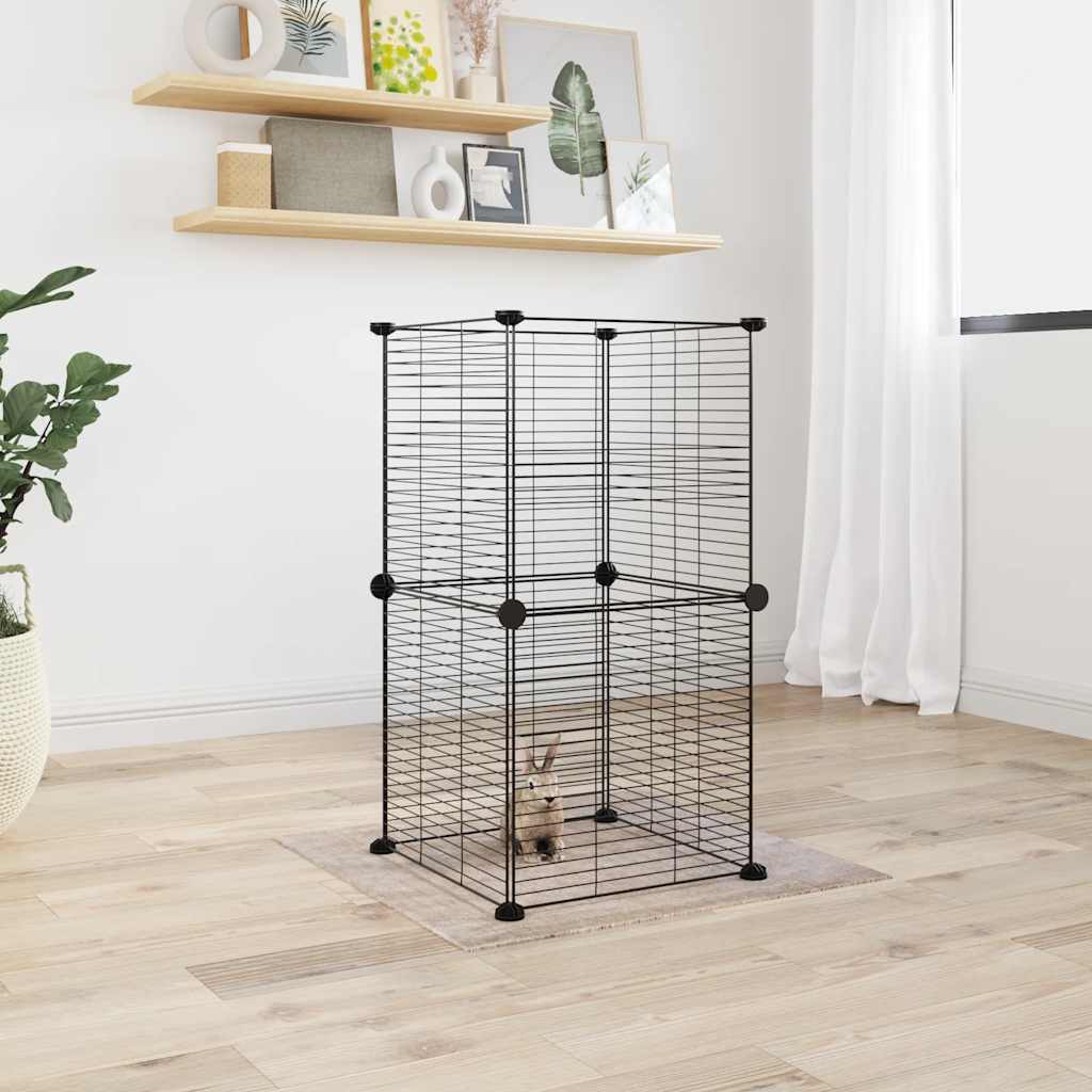 8-Panel Pet Cage Black 35x35 cm Steel