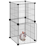 8-Panel Pet Cage with Door Black 35x35 cm Steel - Side View