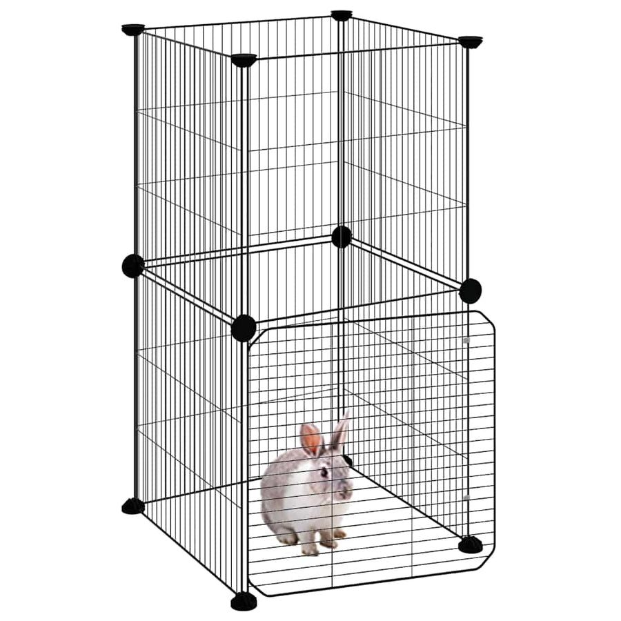 8-Panel Pet Cage with Door Black 35x35x70 cm Steel
