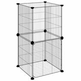 8-Panel Pet Cage with Door Black 35x35 cm Steel