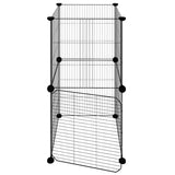 8-Panel Pet Cage with Door Black 35x35 cm Steel