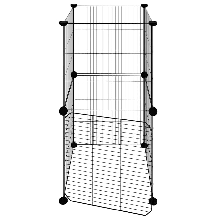 8-Panel Pet Cage with Door Black 35x35x70 cm Steel