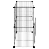 8-Panel Pet Cage with Door Black 35x35 cm Steel - Rear View