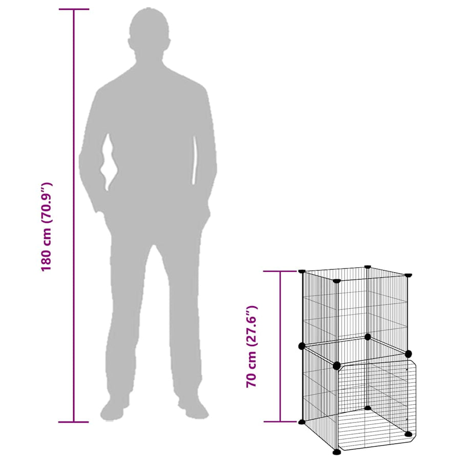 8-Panel Pet Cage with Door Black 35x35x70 cm Steel