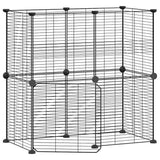 12-Panel Pet Cage with Door Black 35x35 cm Steel - Front View
