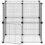 12-Panel Pet Cage with Door Black 35x35 cm Steel - 45-Degree Angle