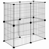 12-Panel Pet Cage with Door Black 35x35 cm Steel - Close-Up Angle