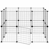 20-Panel Pet Cage with Door Black 35x35 cm Steel - 45-Degree Angle