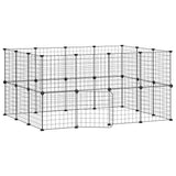 28-Panel Pet Cage with Door Black 35x35 cm Steel - Front View