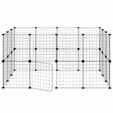 28-Panel Pet Cage with Door Black 35x35 cm Steel