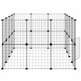 28-Panel Pet Cage with Door Black 35x35 cm Steel - Rear View