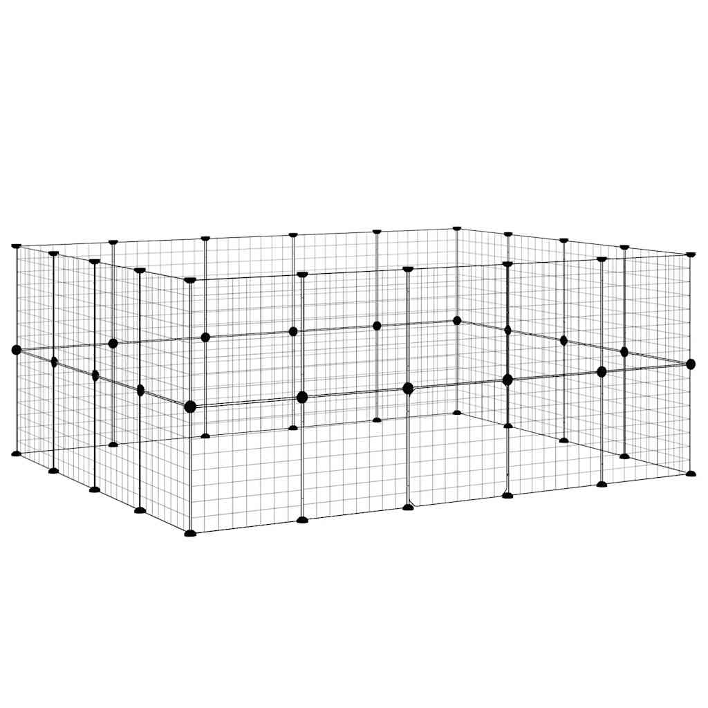 36-Panel Pet Cage with Door Black 35x35 cm Steel