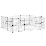44-Panel Pet Cage with Door Black 35x35 cm Steel