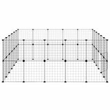 44-Panel Pet Cage with Door Black 35x35 cm Steel