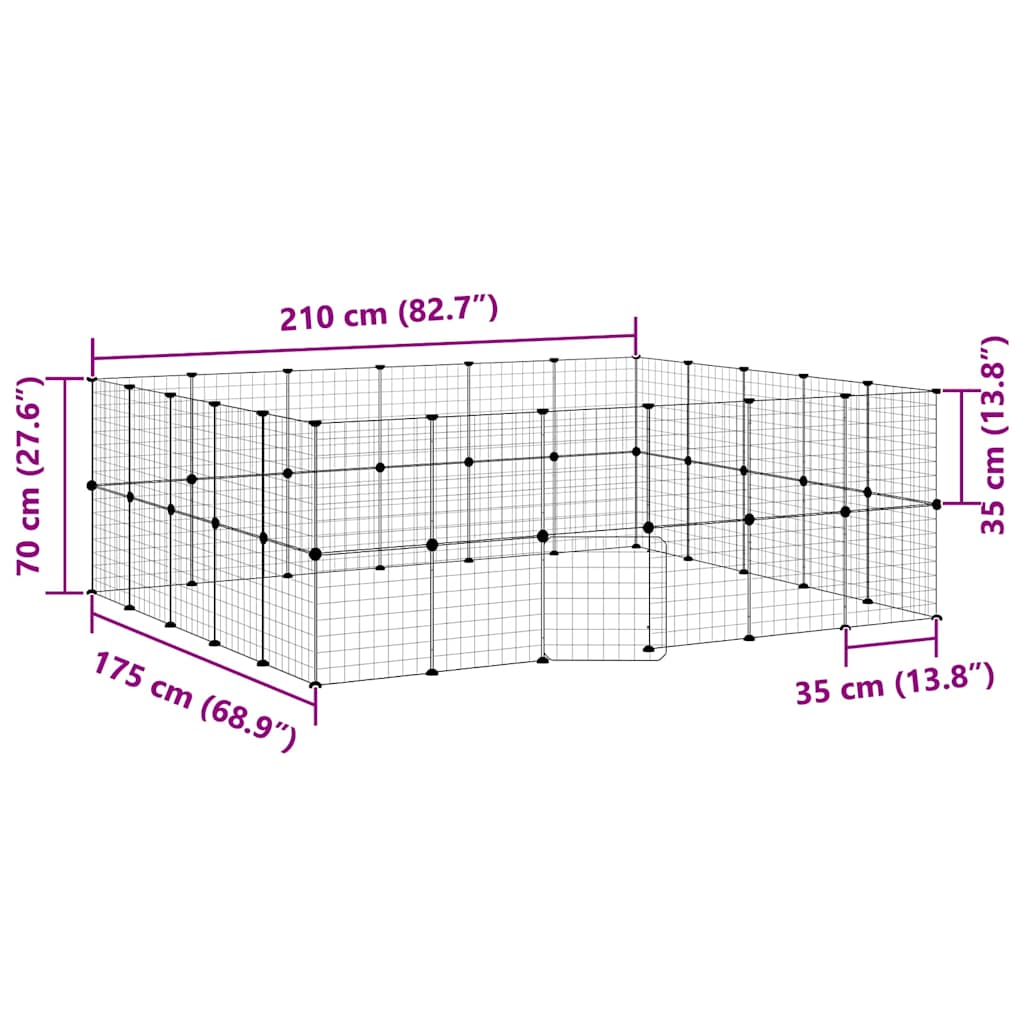 44-Panel Pet Cage with Door Black 35x35 cm Steel