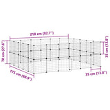 44-Panel Pet Cage with Door Black 35x35 cm Steel