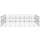 60-Panel Pet Cage with Door Black 35x35 cm Steel - 45-Degree Angle