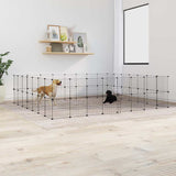 60-Panel Pet Cage with Door Black 35x35 cm Steel