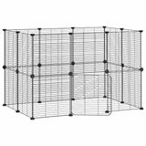 20-Panel Pet Cage with Door Black 35x35 cm Steel - Front View