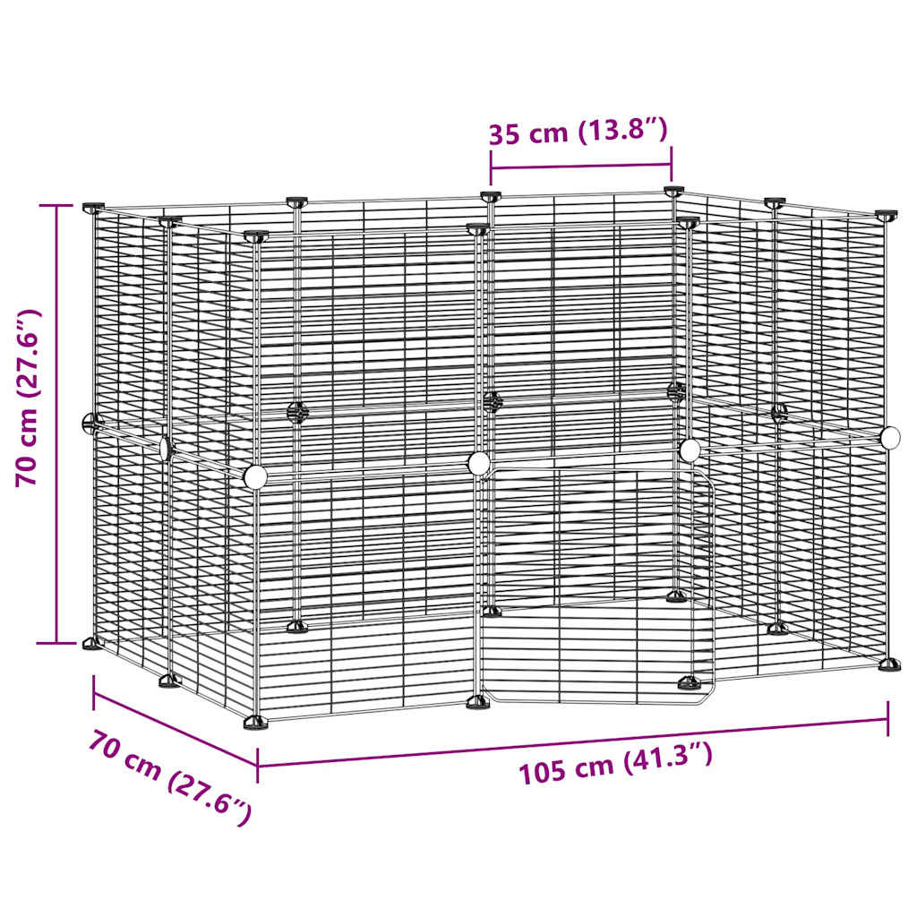 20-Panel Pet Cage with Door Black 35x35 cm Steel