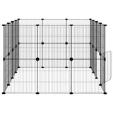 28-Panel Pet Cage with Door Black 35x35 cm Steel