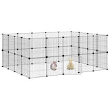 36-Panel Pet Cage with Door Black 35x35 cm Steel