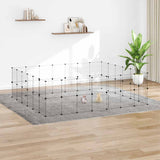 52-Panel Pet Cage with Door Black 35x35 cm Steel