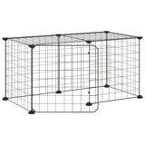 8-Panel Pet Cage with Door Black 35x35 cm Steel - Front View
