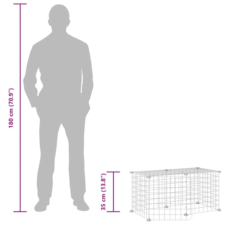 8-Panel Pet Cage with Door Black 70x35x35 cm Steel