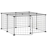 12-Panel Pet Cage with Door Black 35x35 cm Steel