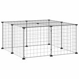 12-Panel Pet Cage with Door Black 35x35 cm Steel