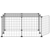 12-Panel Pet Cage with Door Black 35x35 cm Steel - 45-Degree Angle