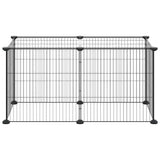 8-Panel Pet Cage Black 70x35x35 cm Steel