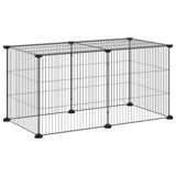 8-Panel Pet Cage Black 70x35x35 cm Steel - 45-Degree Angle