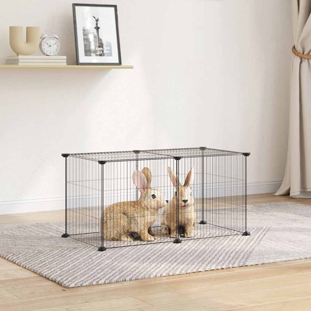 8-Panel Pet Cage Black 70x35x35 cm Steel