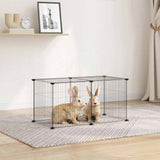 8-Panel Pet Cage Black 70x35x35 cm Steel